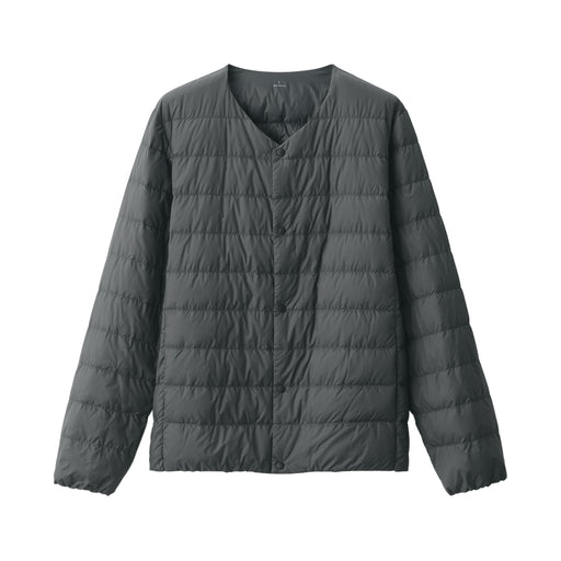 Men's Lightweight Down Collarless Jacket Dark Gray MUJI