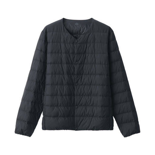 Men's Lightweight Down Collarless Jacket Black MUJI