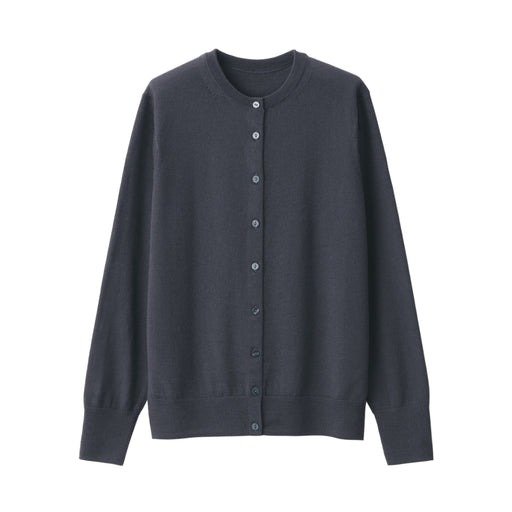 Women's Washable High Gauge Wool Crew Neck Cardigan Dark Gray MUJI