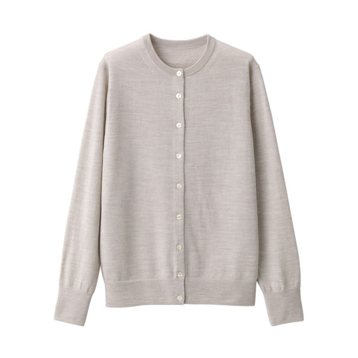 Women's Washable High Gauge Wool Crew Neck Cardigan Oatmeal MUJI