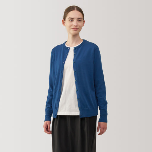 Women's Washable High Gauge Wool Crew Neck Cardigan MUJI