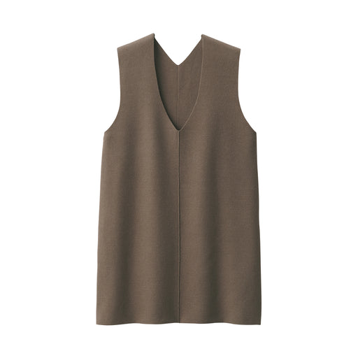 Women's Washable Milano Ribbed Long Vest Mocha Brown MUJI