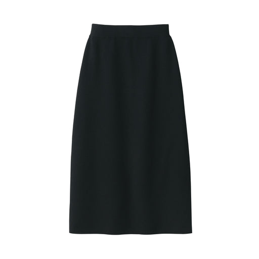 Women's Washable Milano Ribbed Skirt Black MUJI