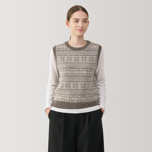 Women's Andes Wool Jacquard Pattern Vest MUJI