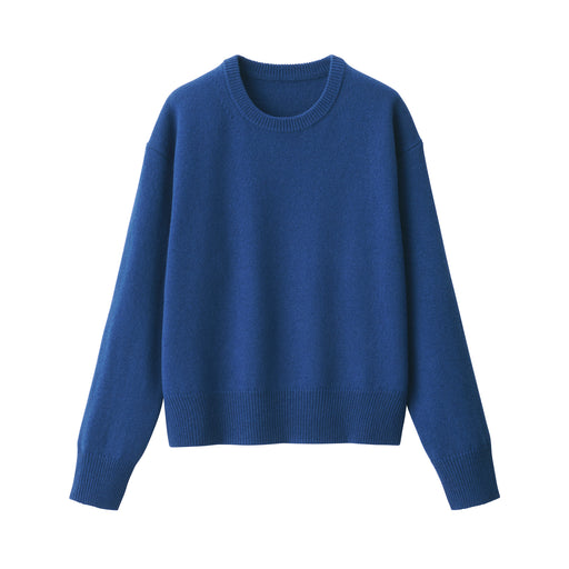 Women's Washable Mid-Gauge Crew Neck Sweater Blue MUJI