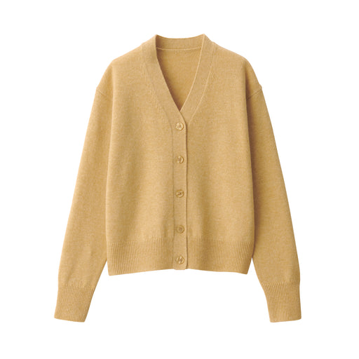 Women's Washable Mid-Gauge V-Neck Cardigan Yellow MUJI