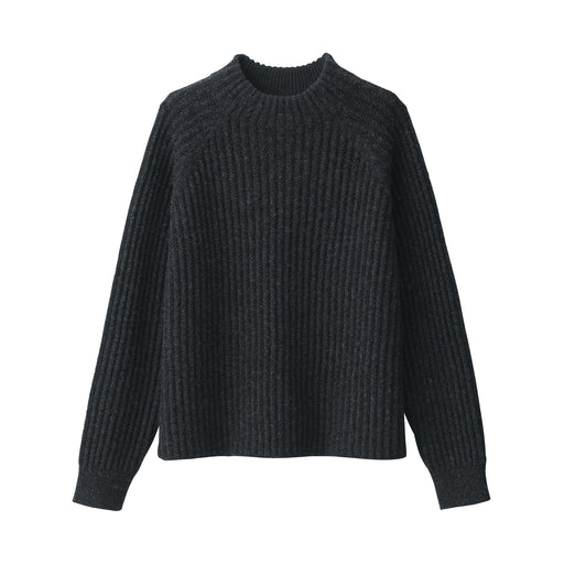 Women's Andes Wool Mock Neck Sweater Dark Gray MUJI