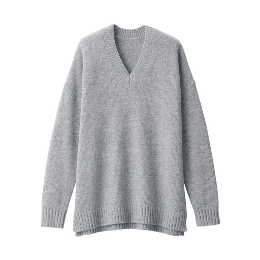 Women's Yak Blend V-Neck Sweater Light Gray MUJI