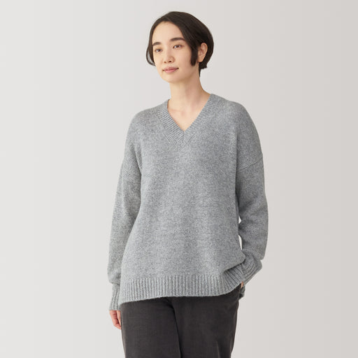 Women's Yak Blend V-Neck Sweater MUJI