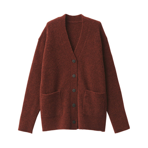 Women's Wool Blend Boucle V-Neck Cardigan Brick MUJI