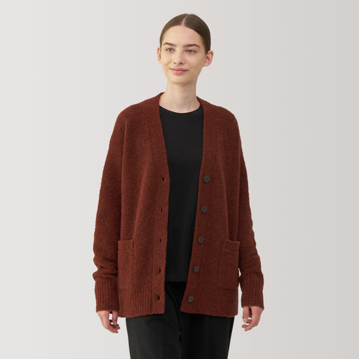 Women's Wool Blend Boucle V-Neck Cardigan MUJI