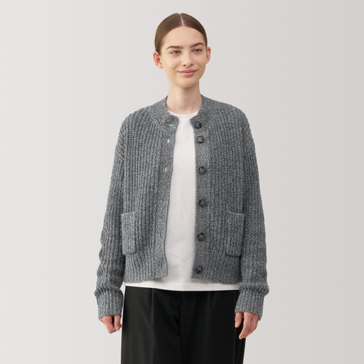 Women's Yak Blend Mock Neck Cardigan MUJI