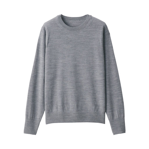 Women's Washable High Gauge Wool Crew Neck Sweater Gray MUJI