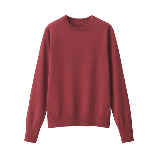 Women's Washable High Gauge Wool Crew Neck Sweater Burgundy MUJI