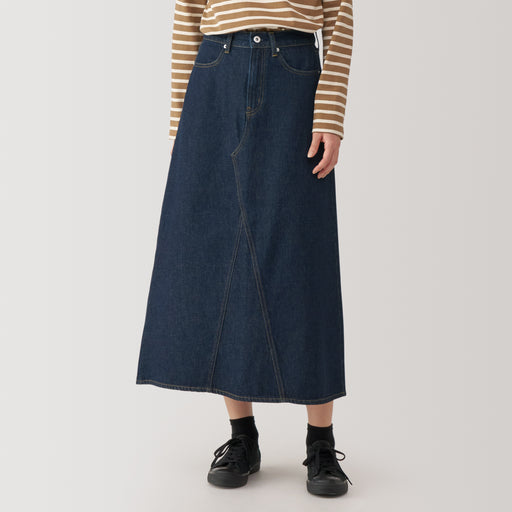 Women's Kapok Blend Denim A-Line Skirt MUJI