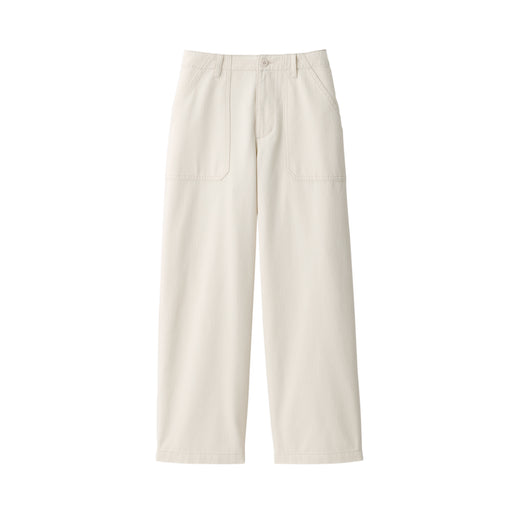 Women's Washed Herringbone Baker Trousers Ivory MUJI