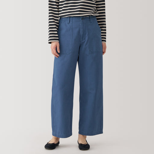 Women's Washed Herringbone Baker Trousers MUJI