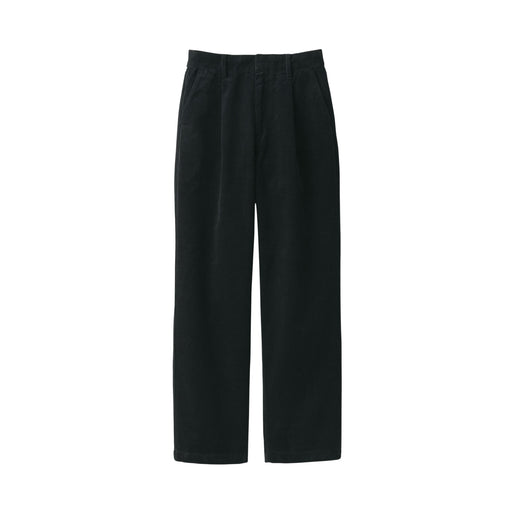 Women's Kapok Blend Corduroy Darted Pants Black MUJI