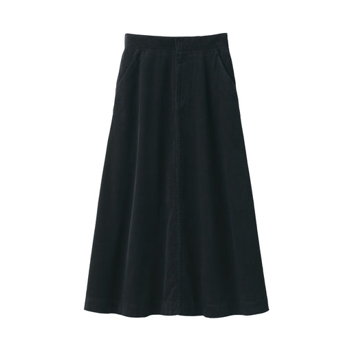 Women's Kapok Blend Corduroy Flared Skirt Black MUJI