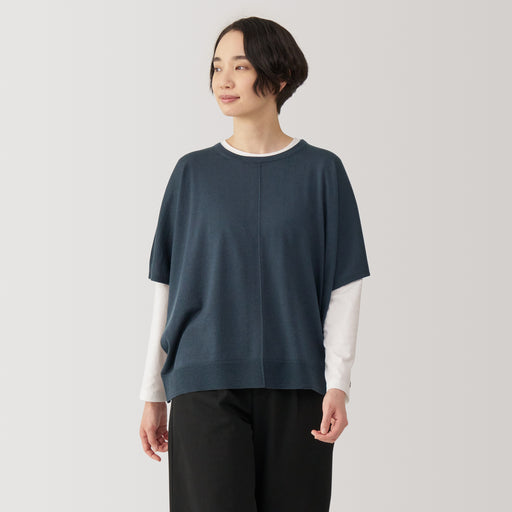 Women's Washable High Gauge Wool Poncho Sweater MUJI