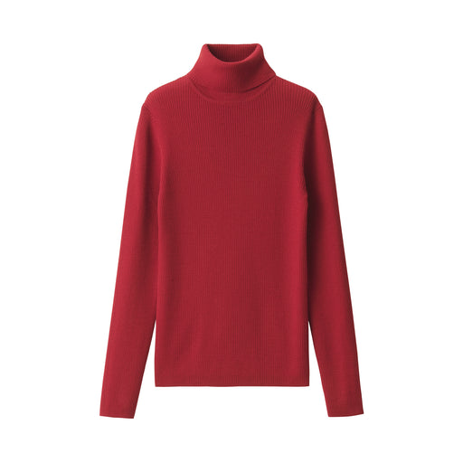 Women's Washable High-Gauge Turtleneck Sweater Red MUJI