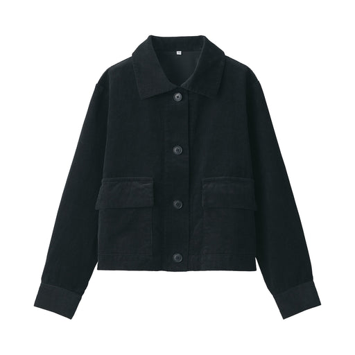 Women's Kapok Blend Corduroy Jacket Black MUJI