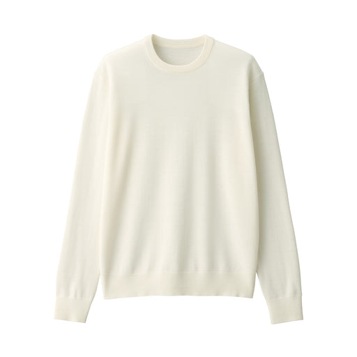 Men's Washable High-Gauge Crew Neck Sweater Off White MUJI