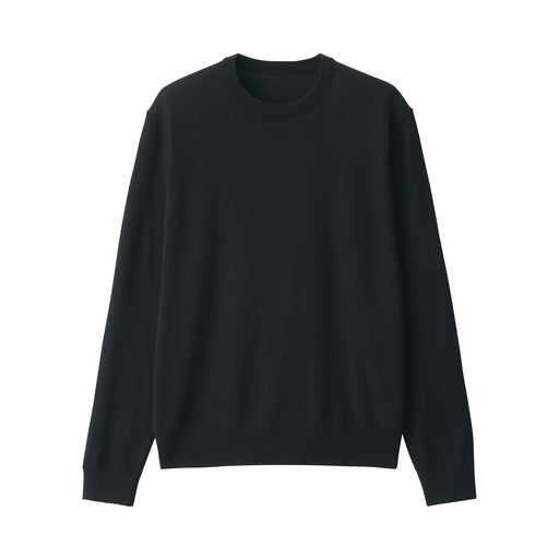 Men's Washable High-Gauge Crew Neck Sweater Black MUJI