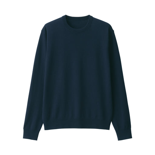 Men's Washable High-Gauge Crew Neck Sweater Dark Navy MUJI