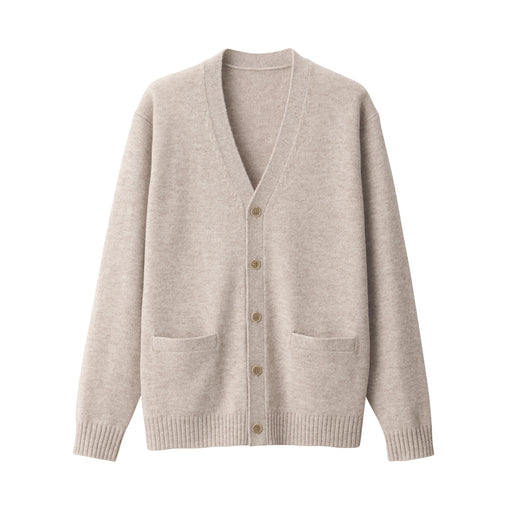 Men's Washable Mid-Gauge V Neck Cardigan Oatmeal MUJI