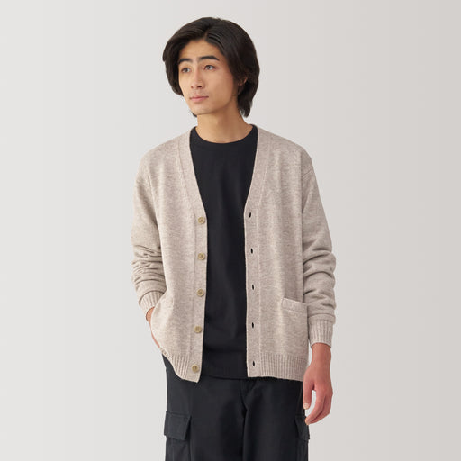 Men's Washable Mid-Gauge V Neck Cardigan MUJI