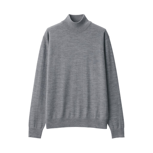 Men's Washable High Gauge High Neck Sweater Gray MUJI USA