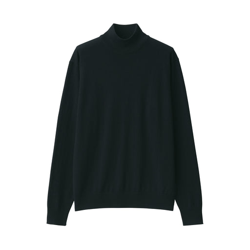 Men's Washable High Gauge High Neck Sweater Black MUJI USA