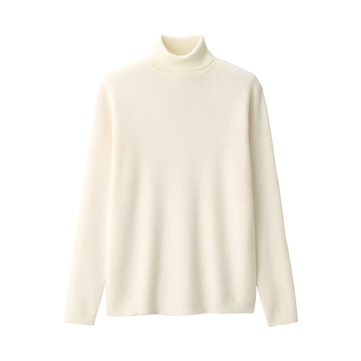 Men's Washable Ribbed Turtleneck Sweater Off White MUJI