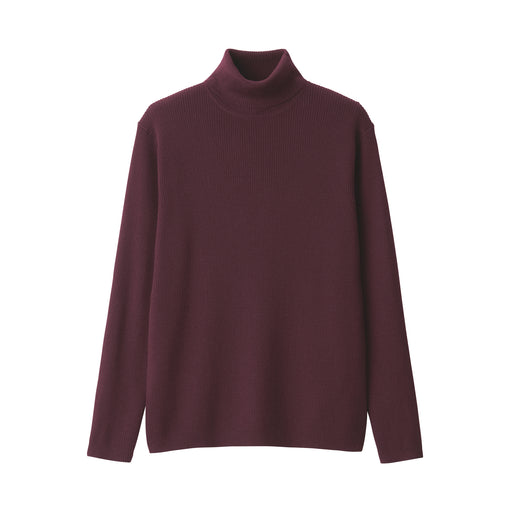 Men's Washable Ribbed Turtleneck Sweater Purple MUJI