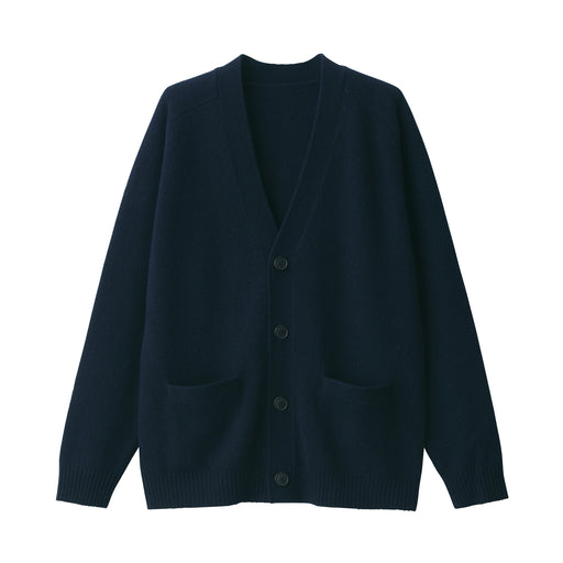 Men's Wool Yak V-Neck Cardigan Dark Navy MUJI USA