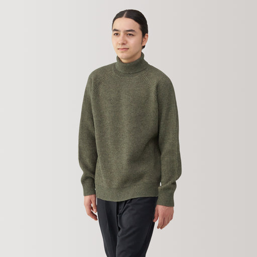 Men's Wool Yak Ribbed Turtleneck Sweater MUJI USA