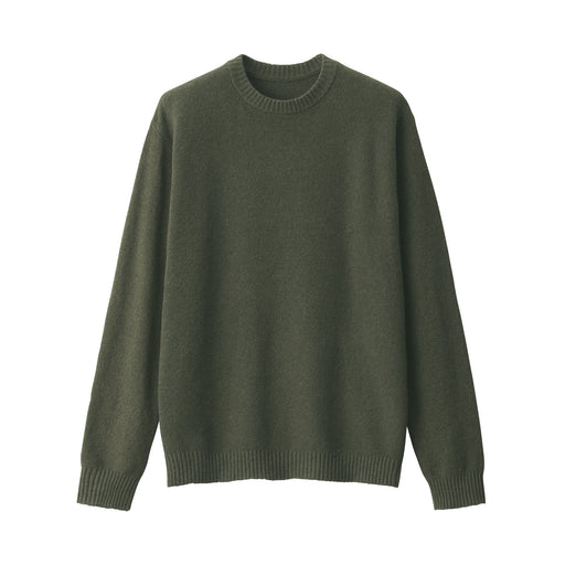 Men's Soy Fiber Mid-Gauge Crew Neck Sweater Dark Green MUJI