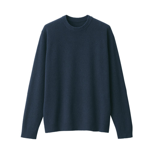 Men's Soy Fiber Mid-Gauge Crew Neck Sweater Dark Navy MUJI