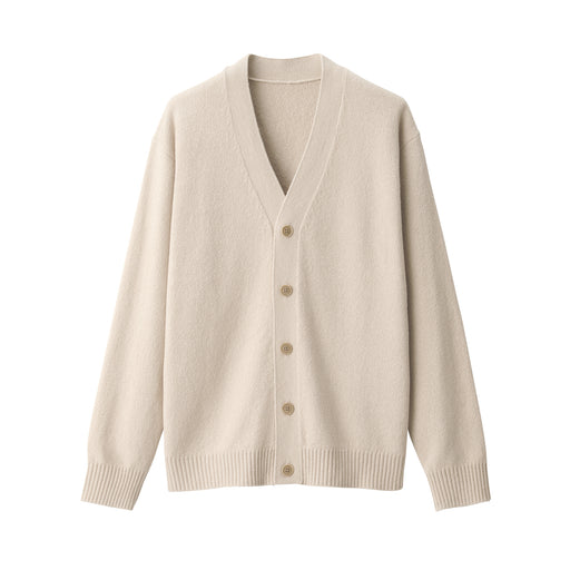 Men's Soy Fiber Mid-Gauge V-Neck Cardigan Light Beige MUJI