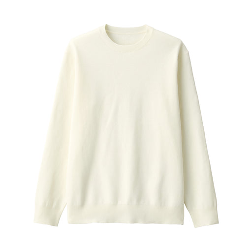 Men's Washed Milano Ribbed Crew Neck Sweater Off White MUJI