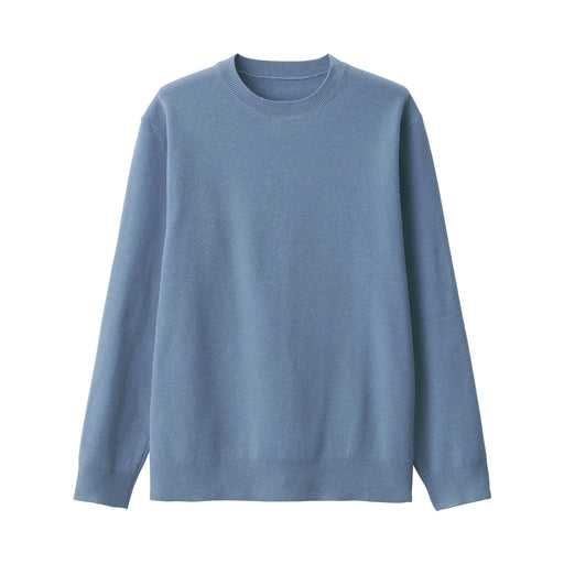 Men's Washed Milano Ribbed Crew Neck Sweater Blue MUJI