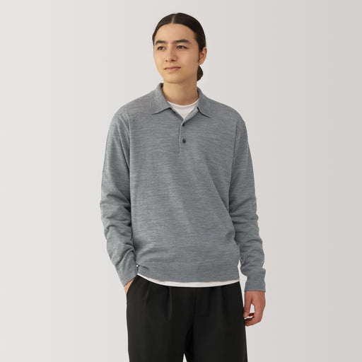 Men's Washable High-Gauge Polo Sweater MUJI