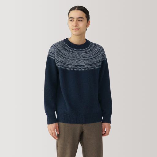 Men's Andes Wool Brushed Weave Crew Neck Sweater MUJI USA