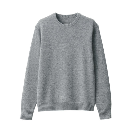 Men's Washable Mid-Gauge Crew Neck Sweater Gray MUJI