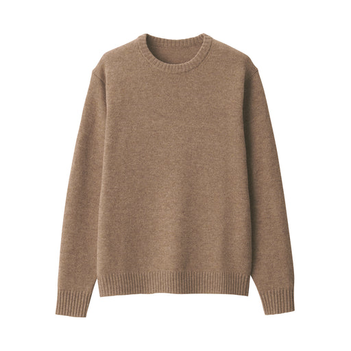 Men's Washable Mid-Gauge Crew Neck Sweater Camel MUJI