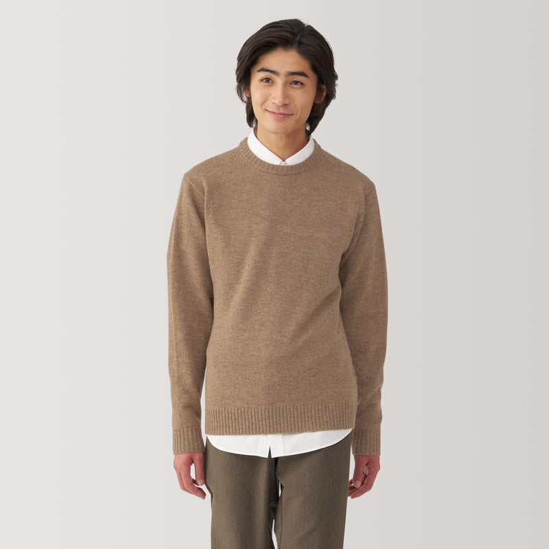 Men's Washable Mid-Gauge Crew Neck Sweater MUJI