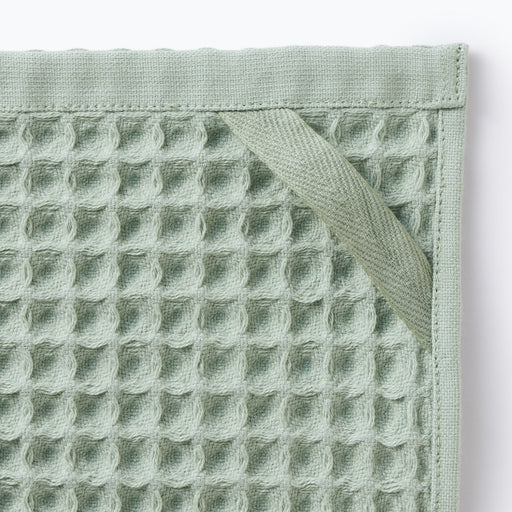 Waffle Hand Towel with Loop Smoky Green MUJI