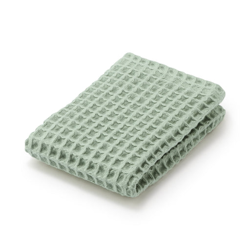 Waffle Hand Towel with Loop Smoky Green MUJI