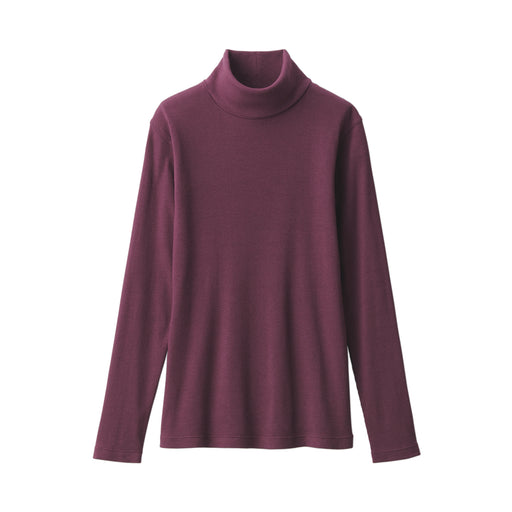 Women's Soy Fiber Blend Ribbed Turtleneck Long Sleeve T-Shirt Bordeaux MUJI